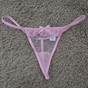 Pink Mesh Sheer Ruffle Thong Panties Polka Dot New Without Tag Easter Gift